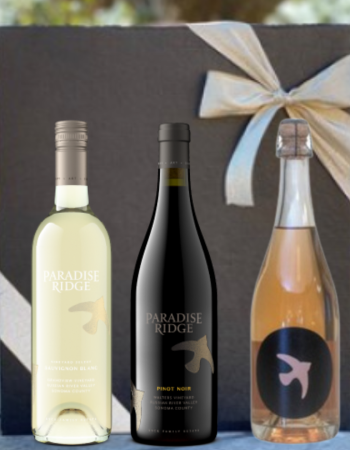 3 Bottle Gift Set with Box, Sauvignon Blanc, Brut Rose, Pinot Noir