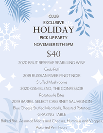 Club Exclusive Holiday Pickup Party November 15th 2024