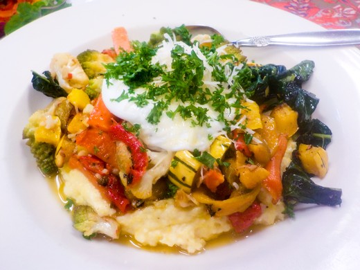 Polenta with Lima Beans, Corna and Delicato Squash